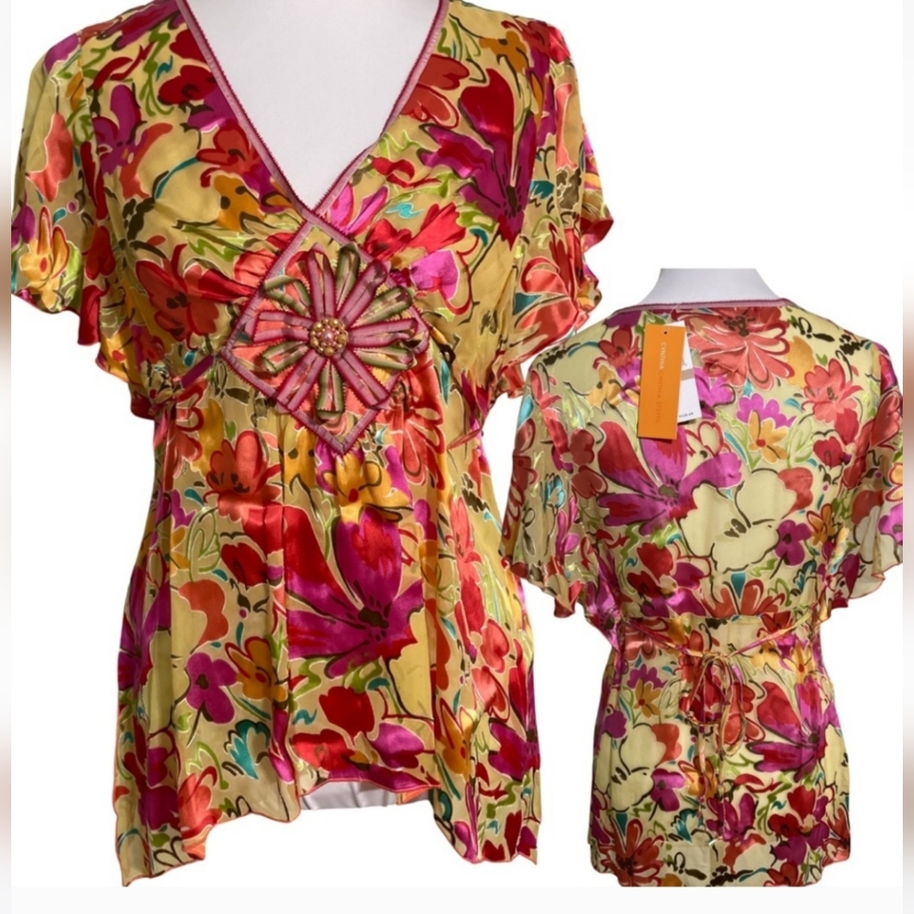 Cynthia Steffe Silk Floral Blouse, Size 6